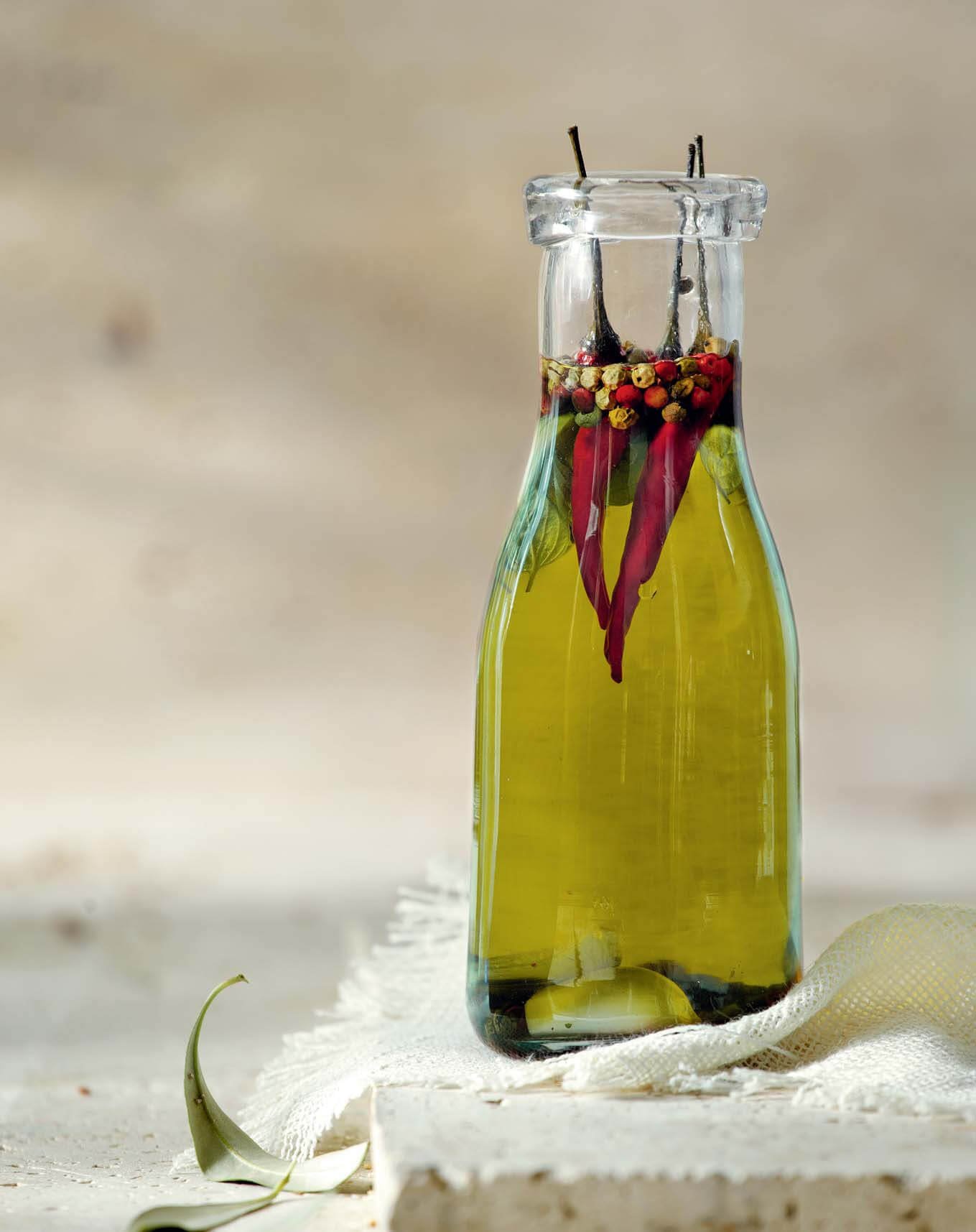Garlic Oil with Basil and Peppers